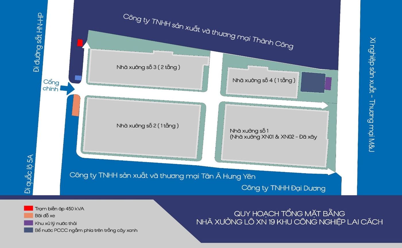 Sơ đồ quy hoạch tổng mặt bằng Lô XN19, KCN Lai Cách